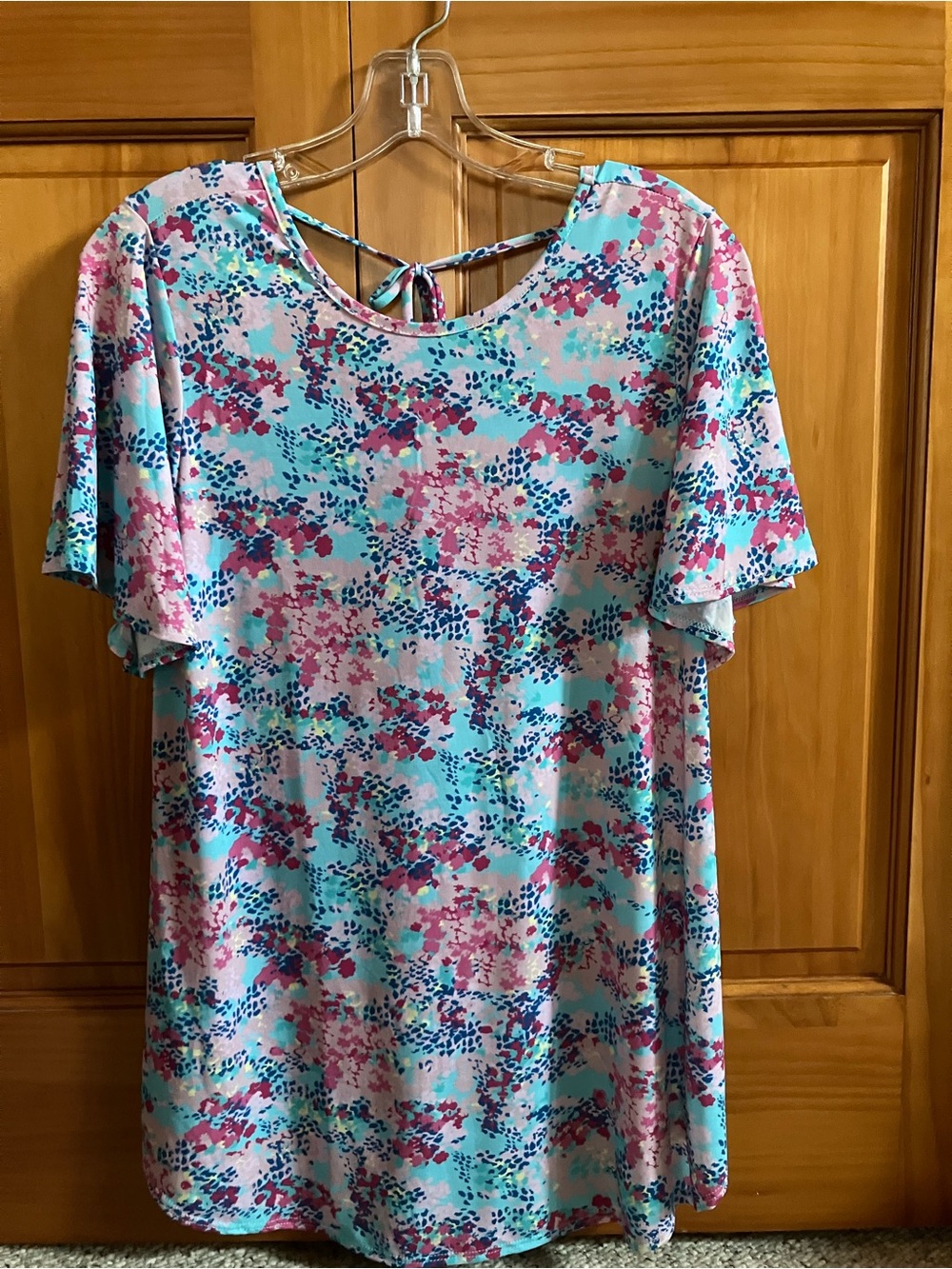hazel Aqua, Pink & Navy Floral Tie-Back Tunic